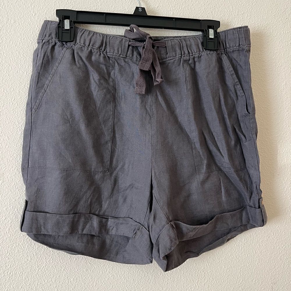 Ellen Tracy Gray Linen Shorts Size Small